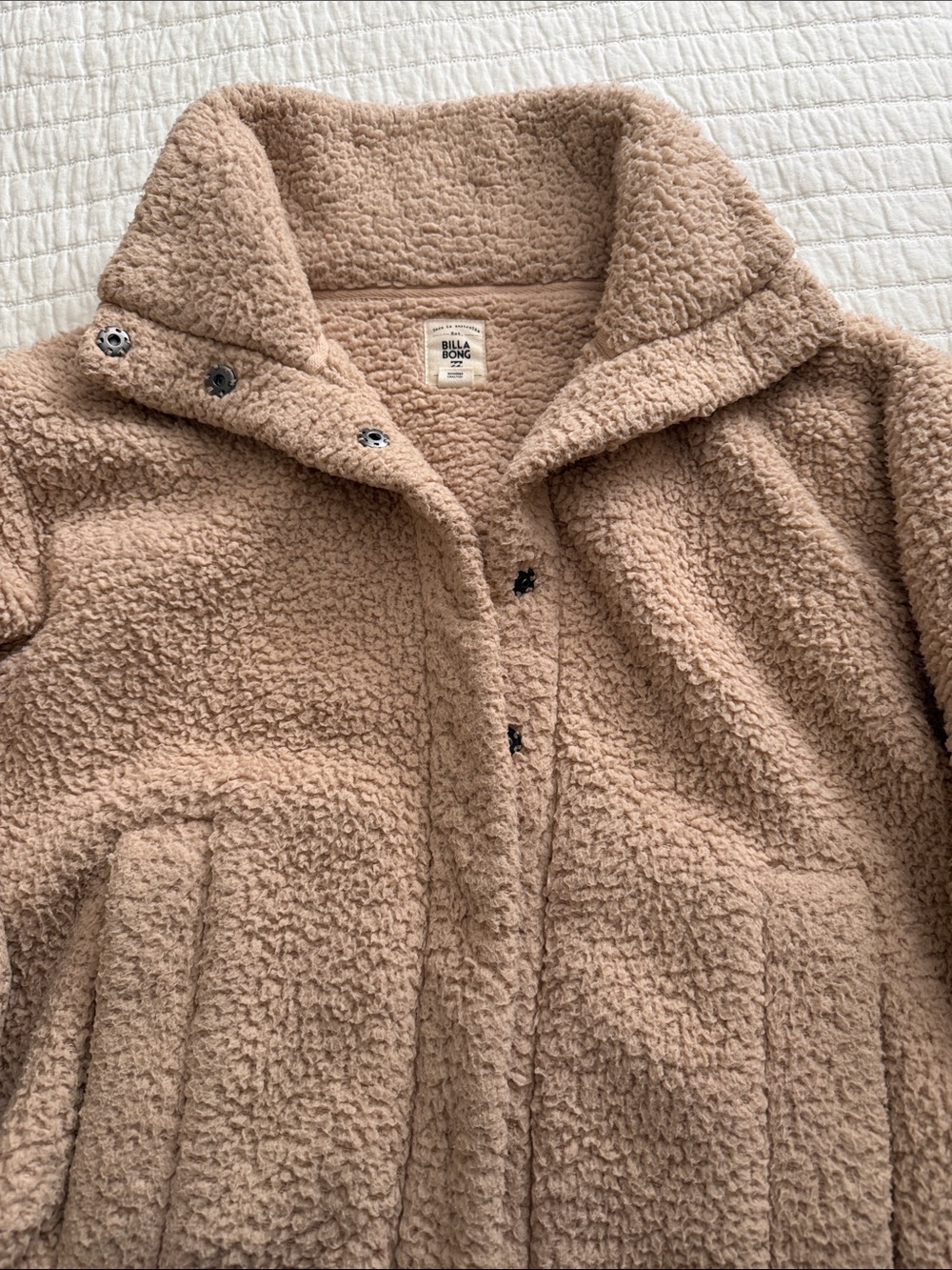 Billabong Women's Beige Teddy Sherpa Jacket